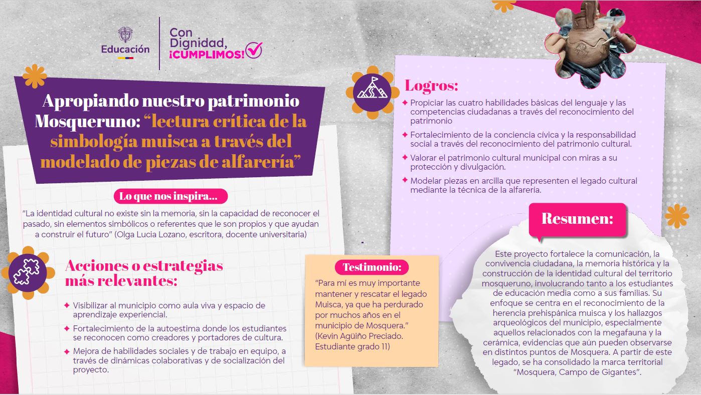 Apropiando nuestro patrimonio Mosqueruno: “lectura crítica de la simbología muisca a través del modelado de piezas de alfarería” 