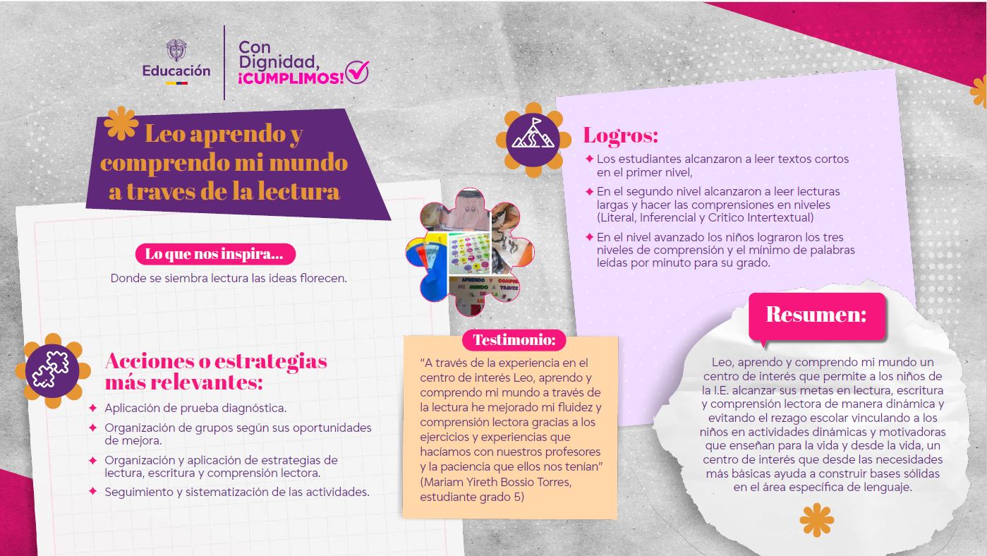 LEO APRENDO Y COMPRENDO MI MUNDO A TRAVES DE LA LECTURA