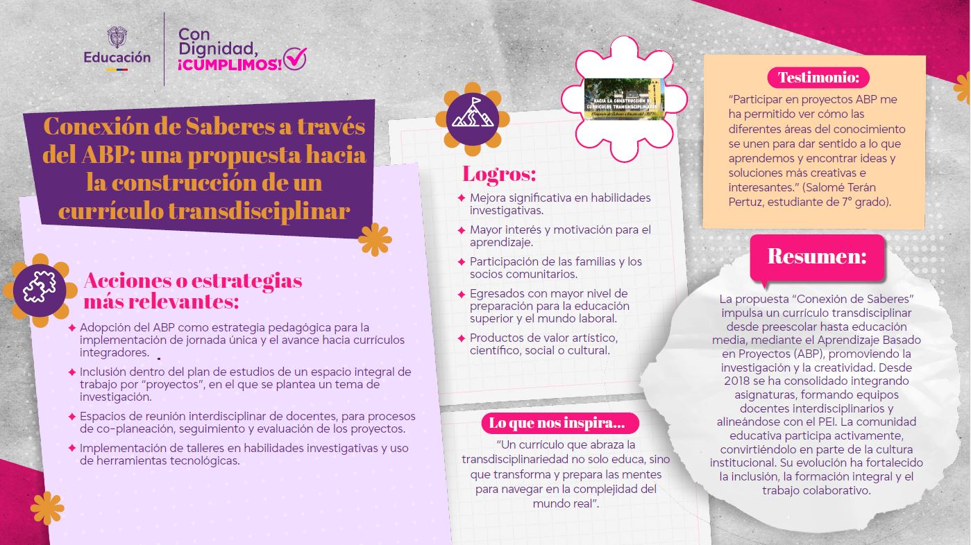Conexión de Saberes a través del ABP: una propuesta hacia la construcción de un currículo transdisciplinar