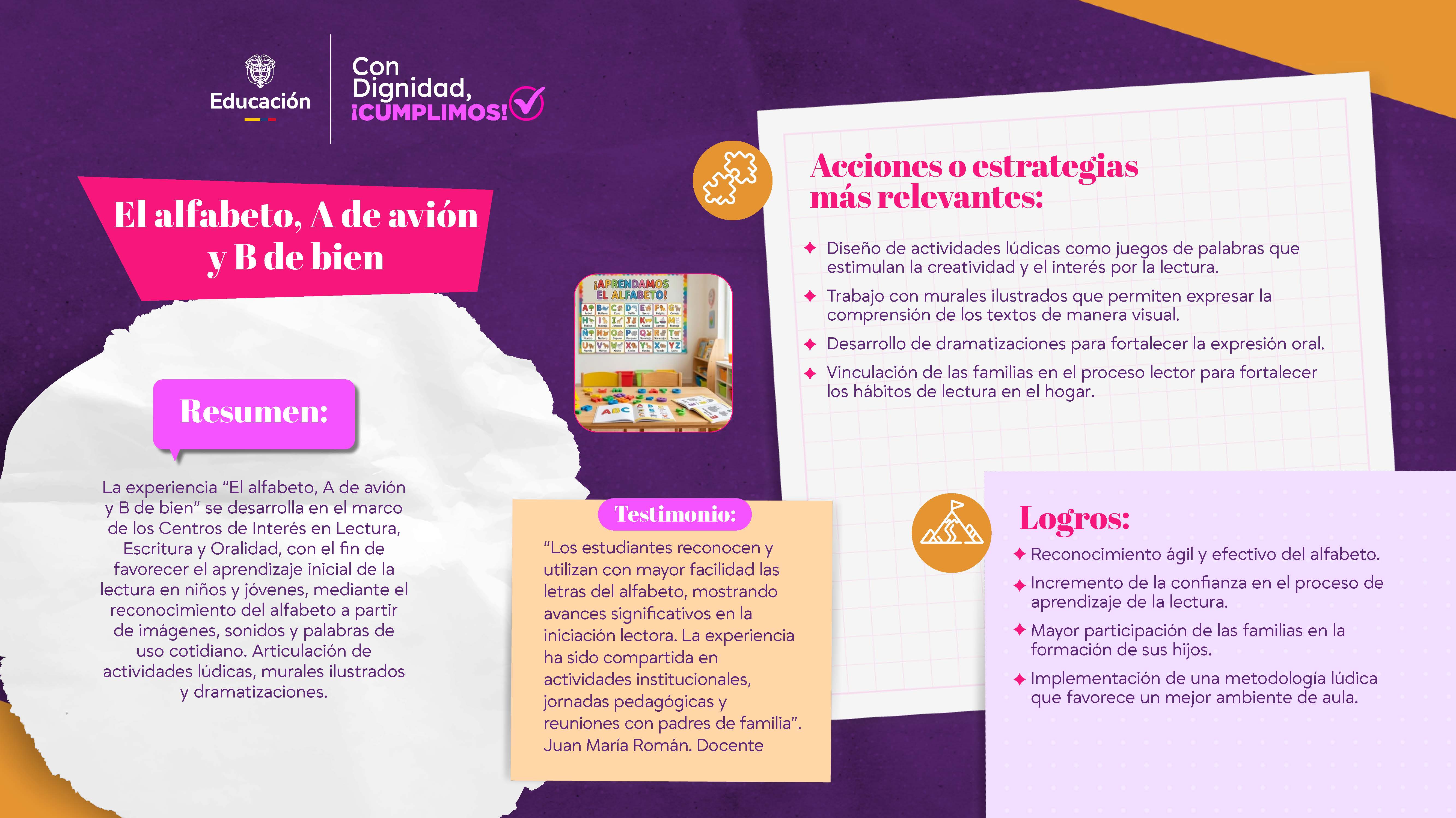El alfabeto, A de avión y B de bien