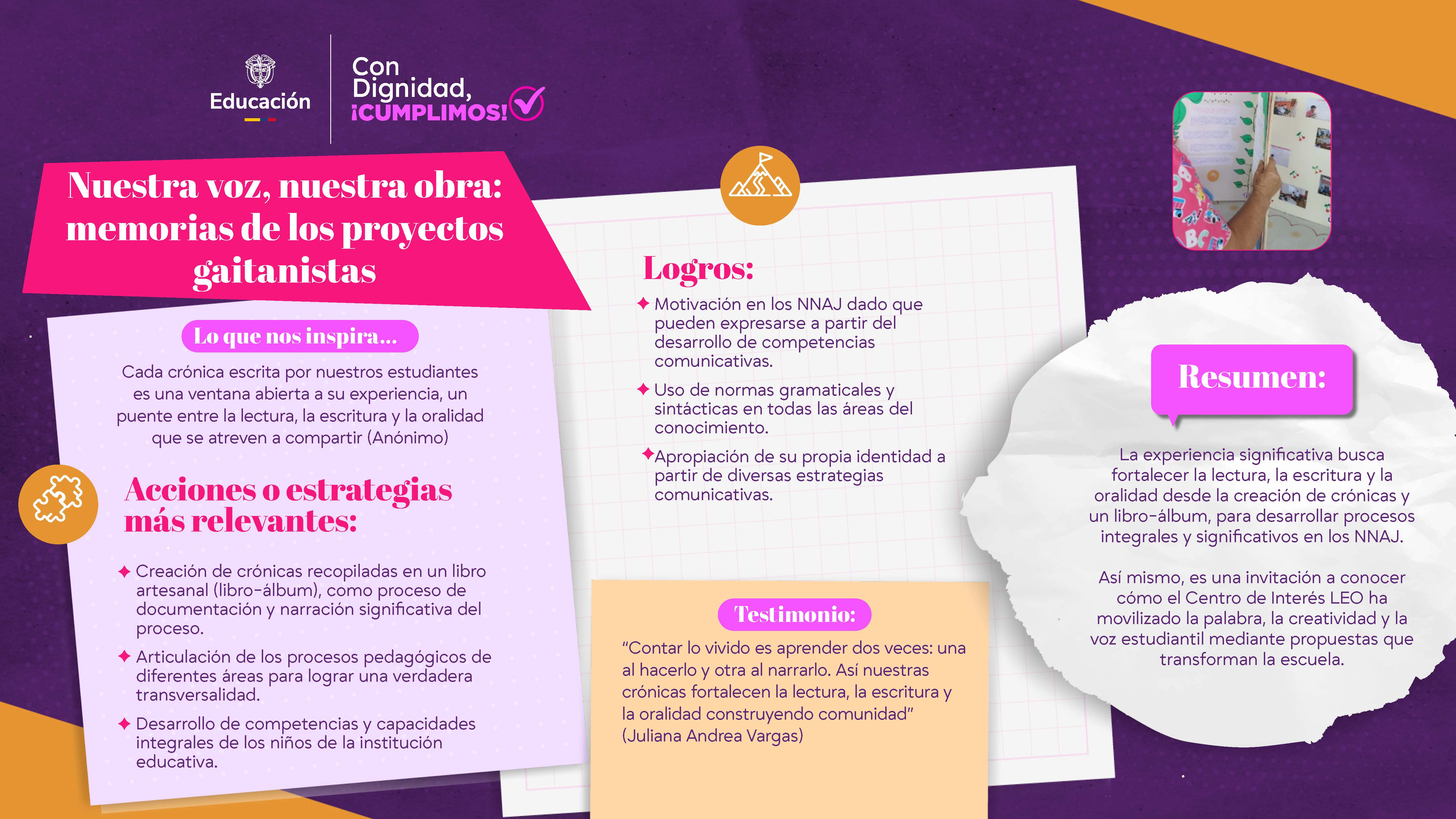 Nuestra voz, nuestra obra: memorias de los proyectos gaitanistas