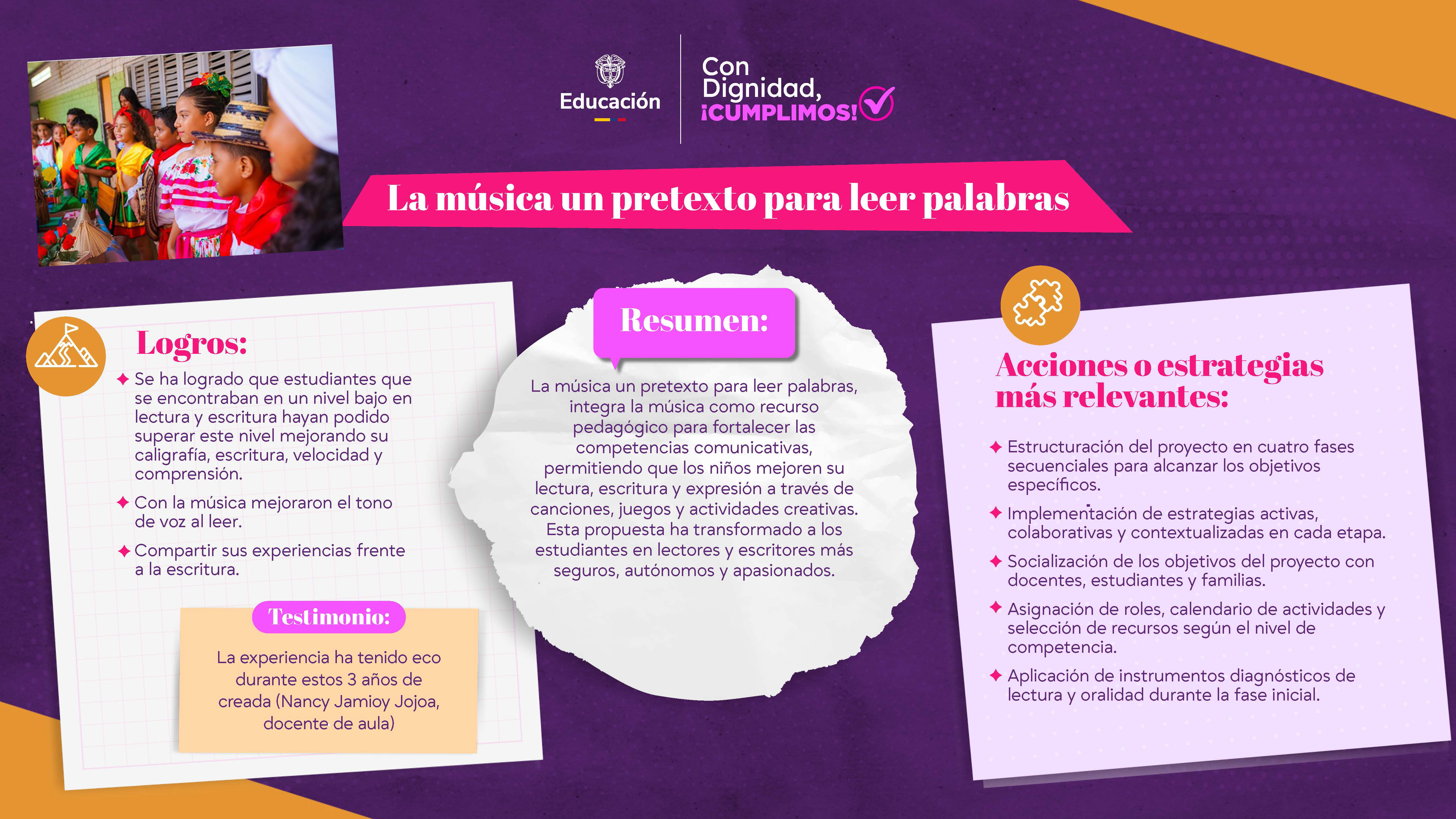 La música un pretexto para leer palabras