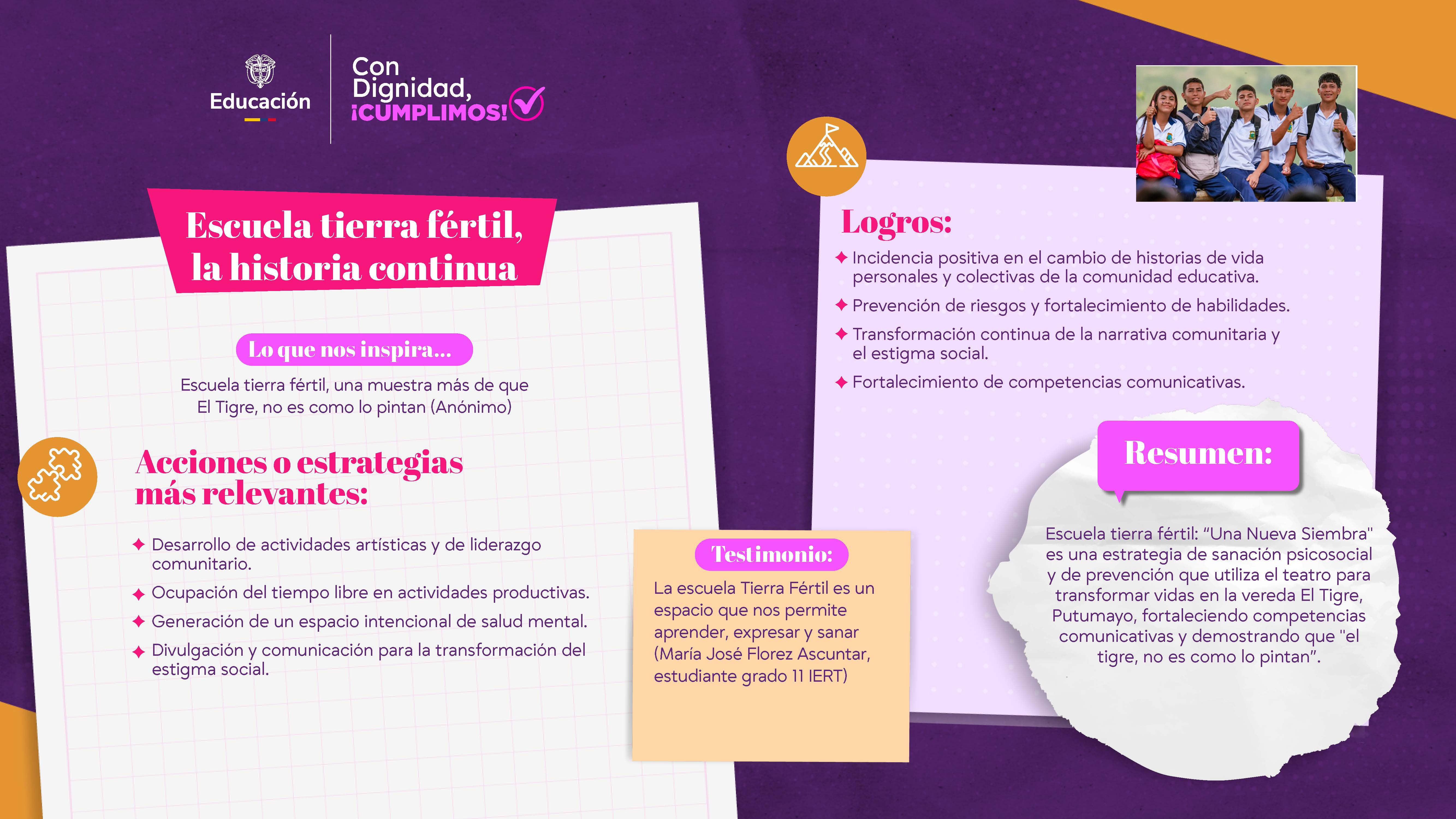Escuela tierra fértil, la historia continua