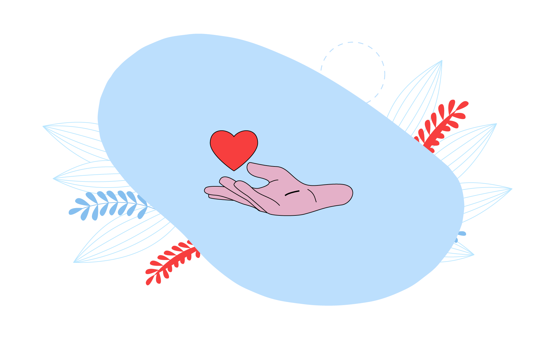 Ilustración de una mano sosteniendo un corazón