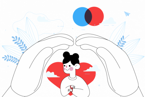 Ilustración manos protectoras cubriendo a una niña