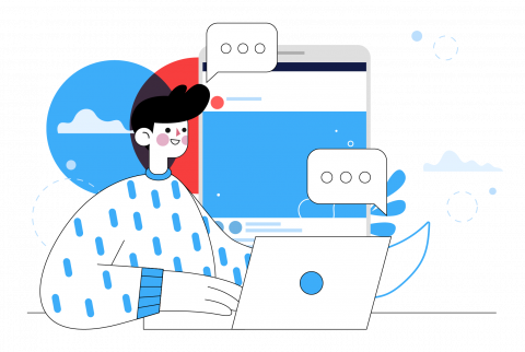 Un joven navega en su portátil.