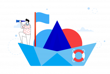 Ilustración de un capitán en su barco